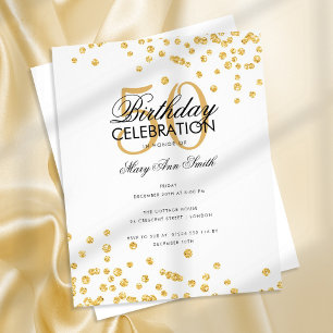 Budget Birthday Gold Glitter Confetti Flyer
