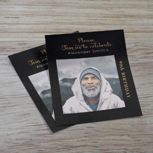 Budget Birthday Invitation Black and Gold