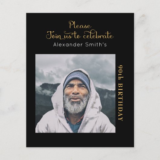 Budget Birthday Invitation Black and Gold (Voorkant)