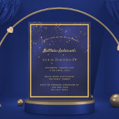 BUDGET Birthday party blue gold mannen uitnodiging