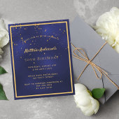 BUDGET Birthday party blue gold mannen uitnodiging