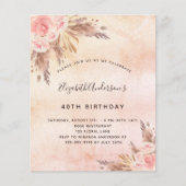 Budget Birthday party boho pampas roos gold (Voorkant)