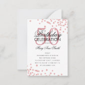 Budget Birthday Party Confetti Roos Gold Invite Notitiekaartje (Voorkant)