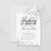 Budget Birthday Party Confetti Silver Invite Notitiekaartje (Voorkant)