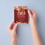 Budget Birthday Party Elegant Gold Red Glam Licht Flyer (Hand)