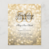 Budget Birthday Party Elegant Gold Sparkle Lights Flyer (Voorkant)