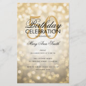 Budget Birthday Party Elegant Gold Sparkle Lights Flyer (Voorkant)