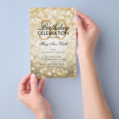 Budget Birthday Party Elegant Gold Sparkle Lights Flyer (Hand)