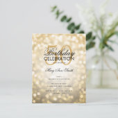 Budget Birthday Party Elegant Gold Sparkle Lights Kaart (Staand voorkant)