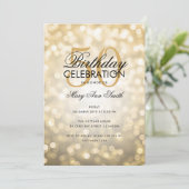 Budget Birthday Party Elegant Gold Sparkle Lights Kaart (Staand voorkant)