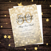 Budget Birthday Party Elegant Gold Sparkle Lights Kaart
