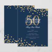 Budget Birthday Party Glitter Confetti Gold Navy (Voorkant / Achterkant)