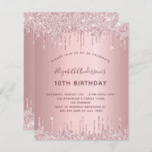 BUDGET Birthday party roze stoffige roos glitter (Voorkant / Achterkant)