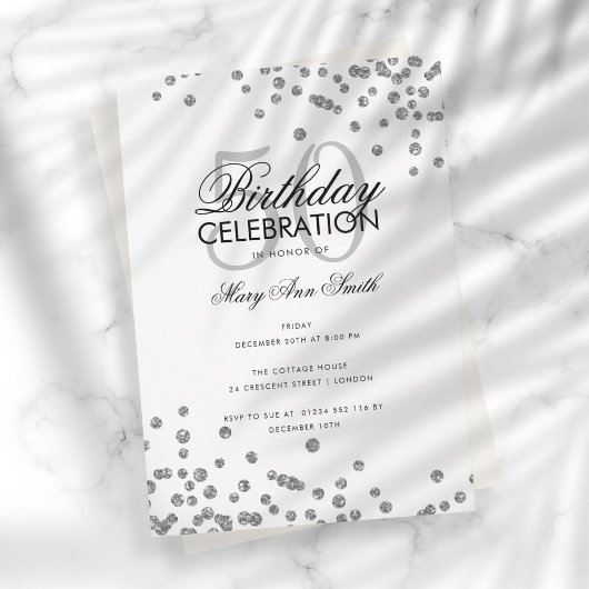 Budget Birthday Party Silver Glitter Confetti Kaart