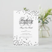 Budget Birthday Party Silver Glitter Confetti Kaart (Staand voorkant)