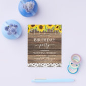 Budget Birthday Party Sunflower Rustic Uitnodiging Flyer (Enkel)