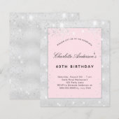 Budget Birthday party zilverkleurige roze glitter (Voorkant / Achterkant)