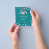 Budget Birthday Roos Gold Glitter Blauwgroen Flyer (Hand)
