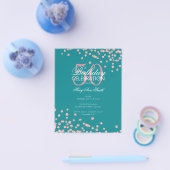 Budget Birthday Roos Gold Glitter Blauwgroen Flyer (Enkel)