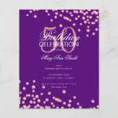 Budget Birthday Roos Gold Glitter Paars Flyer (Voorkant)