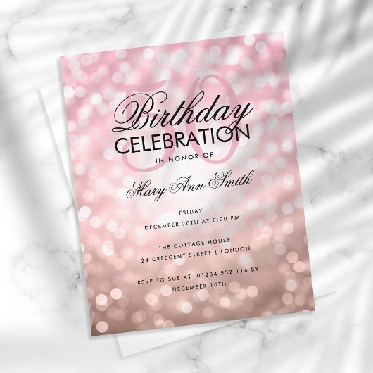 Budget Birthday Roos Gold Sparkle Licht Invite