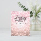 Budget Birthday Roos Gold Sparkle Light Invite Briefkaart (Staand voorkant)