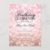 Budget Birthday Roos Gold Sparkle Light Invite Briefkaart (Voorkant)