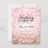 Budget Birthday Roos Gold Sparkle Lights Kaart (Voorkant)