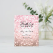 Budget Birthday Roos Gold Sparkle Lights Kaart (Staand voorkant)