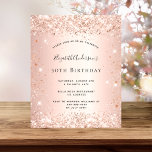 Budget birthday roos gouden glitteruitnodiging<br><div class="desc">Voor een elegant 50ste (of elke leeftijd) verjaardagsfeestje. Een rozen gouden achtergrond. Versierd met faux glitter. Personaliseer en voeg een naam en feestdetails toe. De naam is geschreven met een handgeschreven stylescript</div>