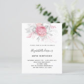 Budget Birthday roze florals elegant uitnodiging (Staand voorkant)