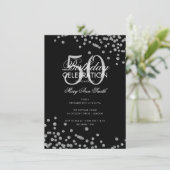 Budget Birthday Silver Glitter Confetti Black Kaart (Staand voorkant)
