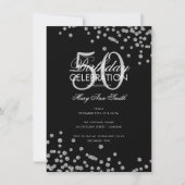 Budget Birthday Silver Glitter Confetti Black Kaart (Voorkant)