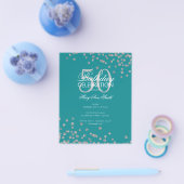 Budget Birthday Silver Glitter Confetti Blauwgroen Flyer (Enkel)