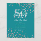 Budget Birthday Silver Glitter Confetti Blauwgroen Flyer (Voorkant)