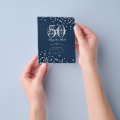 Budget Birthday Silver Glitter Confetti Navy Flyer (Hand)
