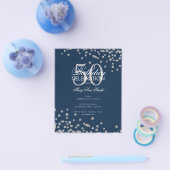 Budget Birthday Silver Glitter Confetti Navy Flyer (Enkel)