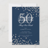 Budget Birthday Silver Glitter Confetti Navy Kaart (Voorkant)