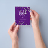 Budget Birthday Silver Glitter Confetti Paars Flyer (Hand)