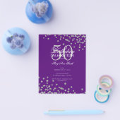 Budget Birthday Silver Glitter Confetti Paars Flyer (Enkel)