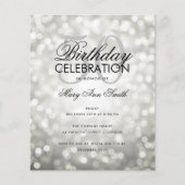 Budget Birthday Silver Sparkle Licht Invite (Voorkant)