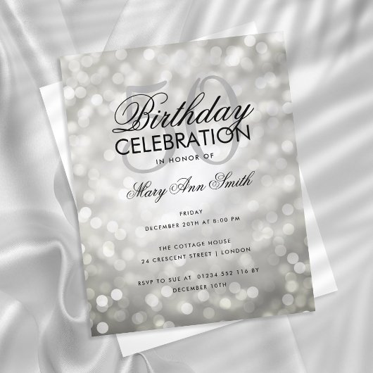 Budget Birthday Silver Sparkle Licht Invite