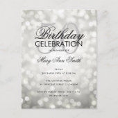 Budget Birthday Silver Sparkle Light Invite Briefkaart (Voorkant)
