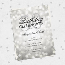 Budget Birthday Silver Sparkle Light Invite