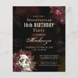 Budget Birthday Skull and Rozen Party Invitation
