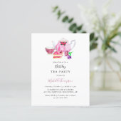 Budget Birthday Tea Party roze Teapot Script (Staand voorkant)