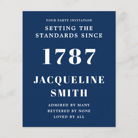 Budget Birthday Uitnodiging Blauw Wit Flyer (Voorkant)