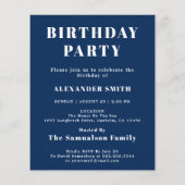Budget Birthday Uitnodiging Blauw Wit Flyer (Achterkant)