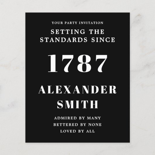 Budget Birthday Uitnodiging zwart-wit Flyer (Voorkant)