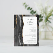 Budget Black Agate Gold Glitter Weddenprogramma (Staand voorkant)